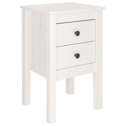 Mesita De Noche Madera Maciza De Pino Blanco 40x35x61,5 Cm_0