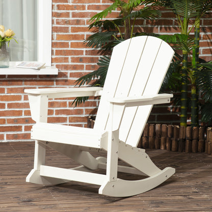 Outsunny Silla Mecedora De Jardín De Estilo Adirondack 73,5x93x91,5 Cm Blanco_1