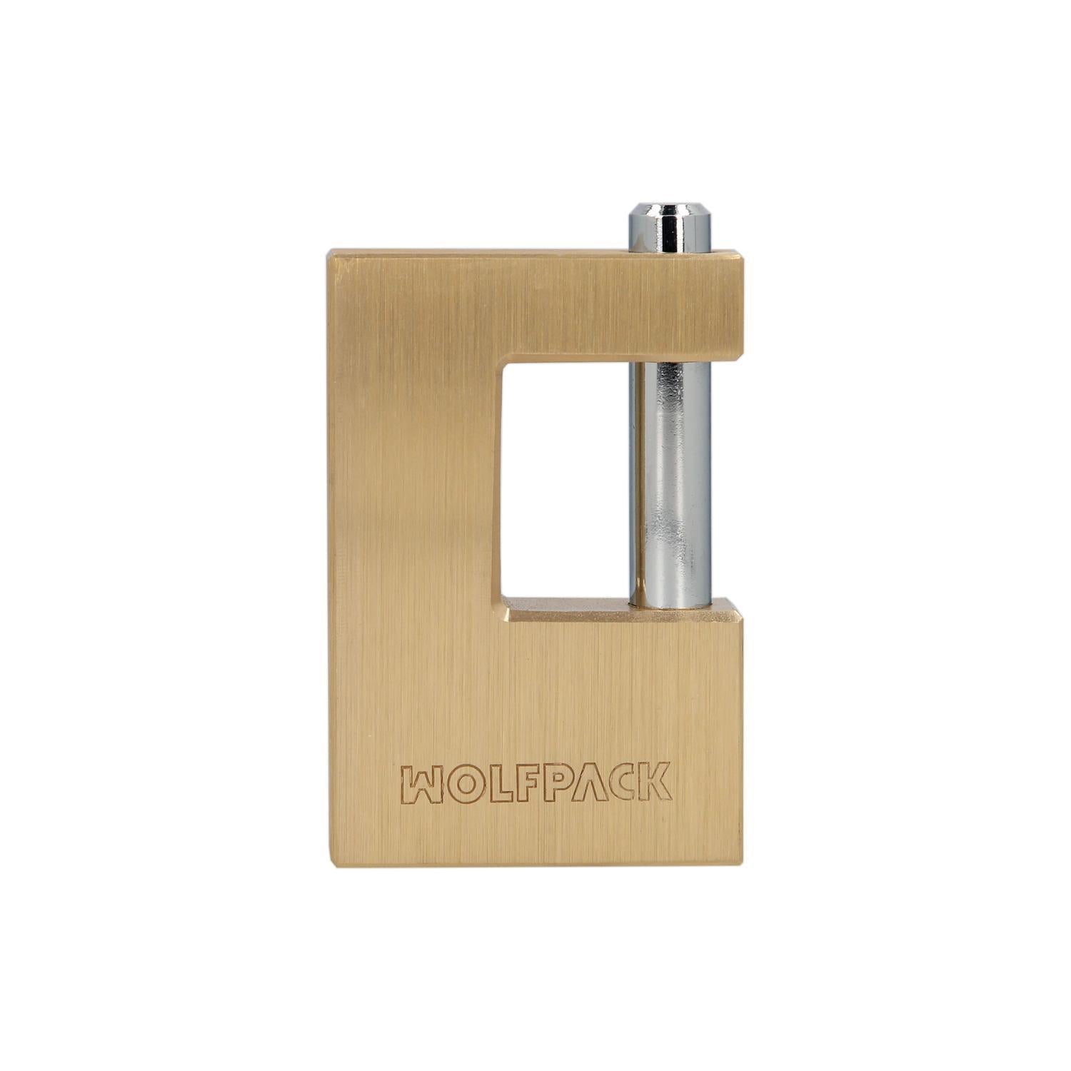 Candado Cuadrado Latón Persiana Ancho 70 Mm. Alta Seguridad, Antirrobo Puertas, Contenedores, Trasteros, 2 Llaves