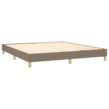 Cama Box Spring Con Colchón Led Tela Gris Taupe 180x200 Cm / Vetonek_5