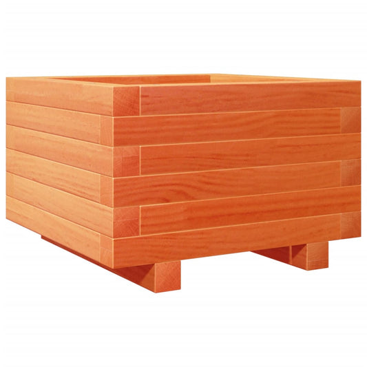 Jardinera Madera Maciza De Pino Marrón Cera 40x40x26,5 Cm_0