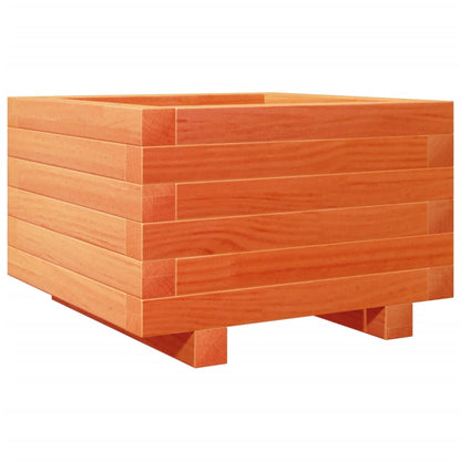 Jardinera Madera Maciza De Pino Marrón Cera 40x40x26,5 Cm_0