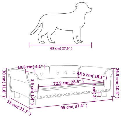 Cama Para Perros De Terciopelo Gris Oscuro 95x55x30 Cm / Vetonek_2