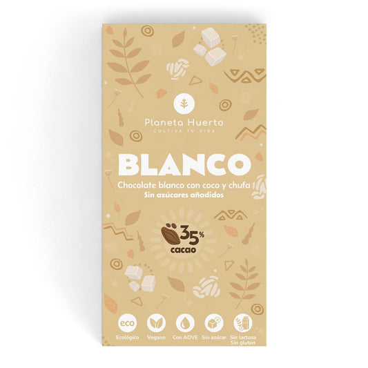 Barra de chocolate branco vegan 35% sem adição de açúcar Planeta Huerto 70 g