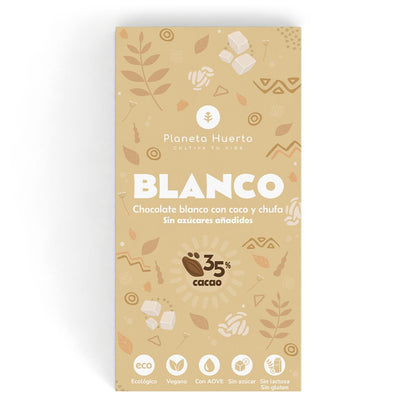 Barra de chocolate branco vegan 35% sem adição de açúcar Planeta Huerto 70 g