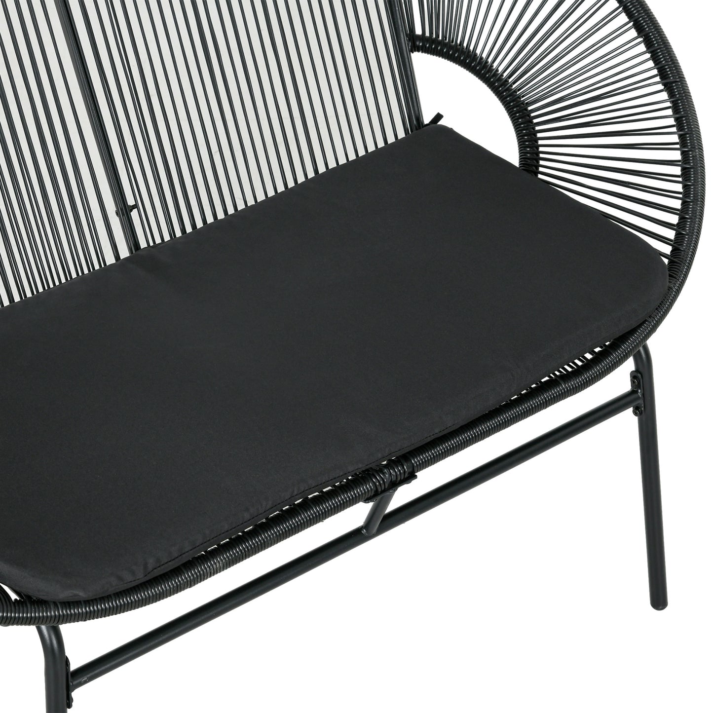 Outsunny Silla Acapulco De 2 Plazas Con Reposabrazos Cojines 132x72x83 Cm Negro_3