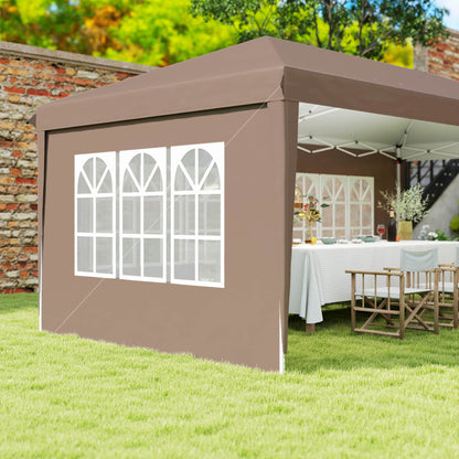 Outsunny Carpa Plegable 6x3 M Con 4 Laterales Desmontables 4 Ventanas Café_3