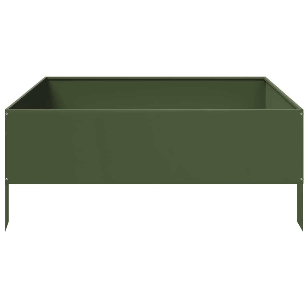 Arriate De Acero Verde Oliva 100x100x25 Cm_4