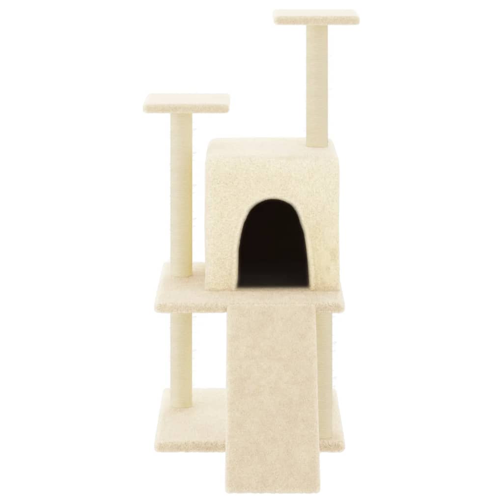 Rascador Para Gatos Con Postes De Sisal Color Crema 110 Cm_2