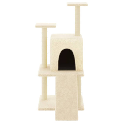 Rascador Para Gatos Con Postes De Sisal Color Crema 110 Cm_2