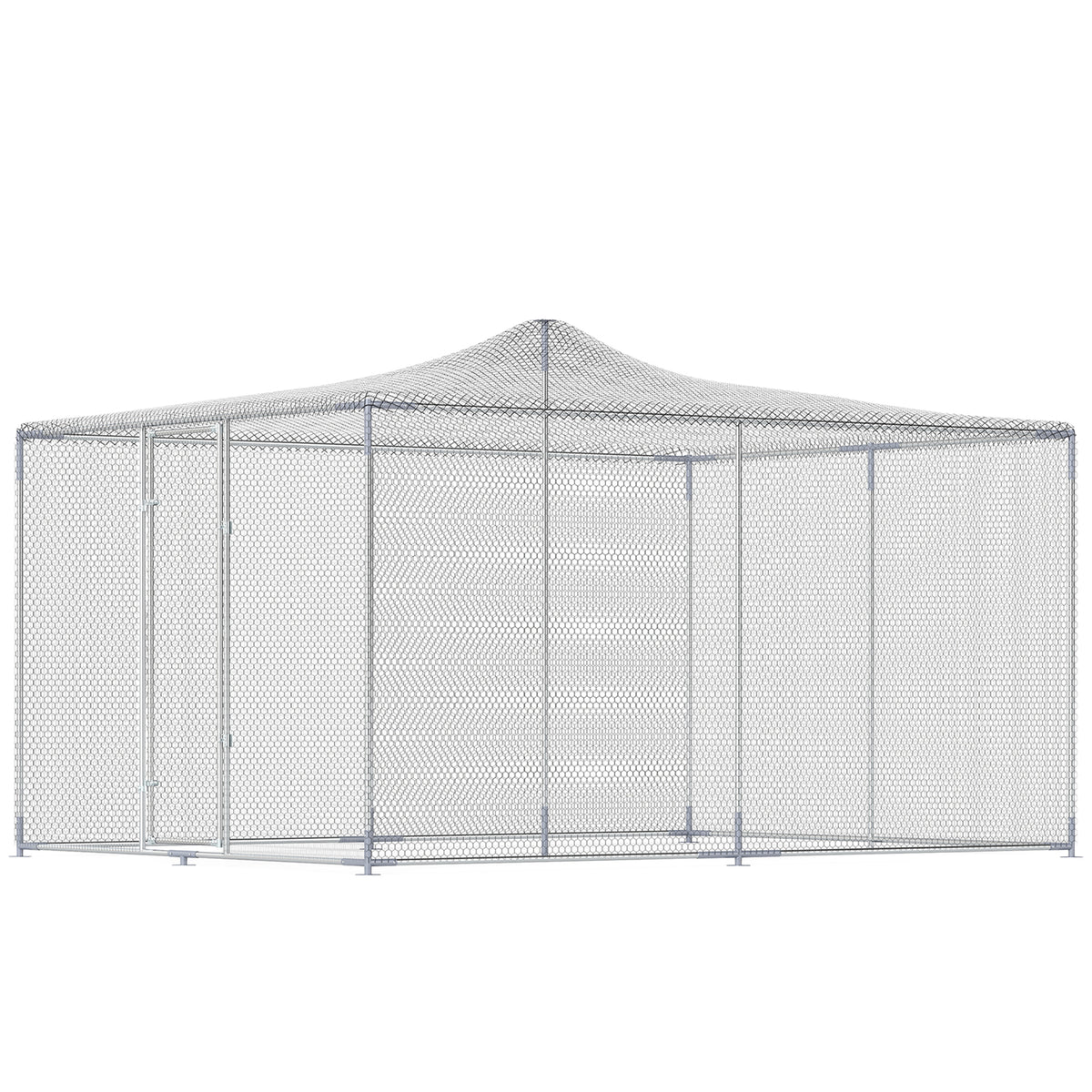 Pawhut Gallinero Para Exterior Grande Con Doble Cierre 4x3x1,97 M 12 M² Plata_0