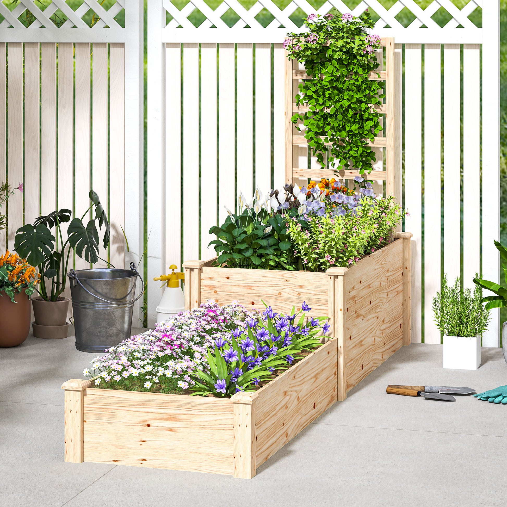 Outsunny Jardinera Exterior Grande De Madera_4