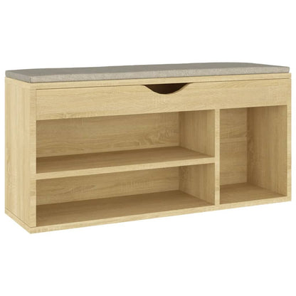 Vidaxl Banco Zapatero Con Cojín Madera Ingeniería Sonoma 104x30x49 Cm_0