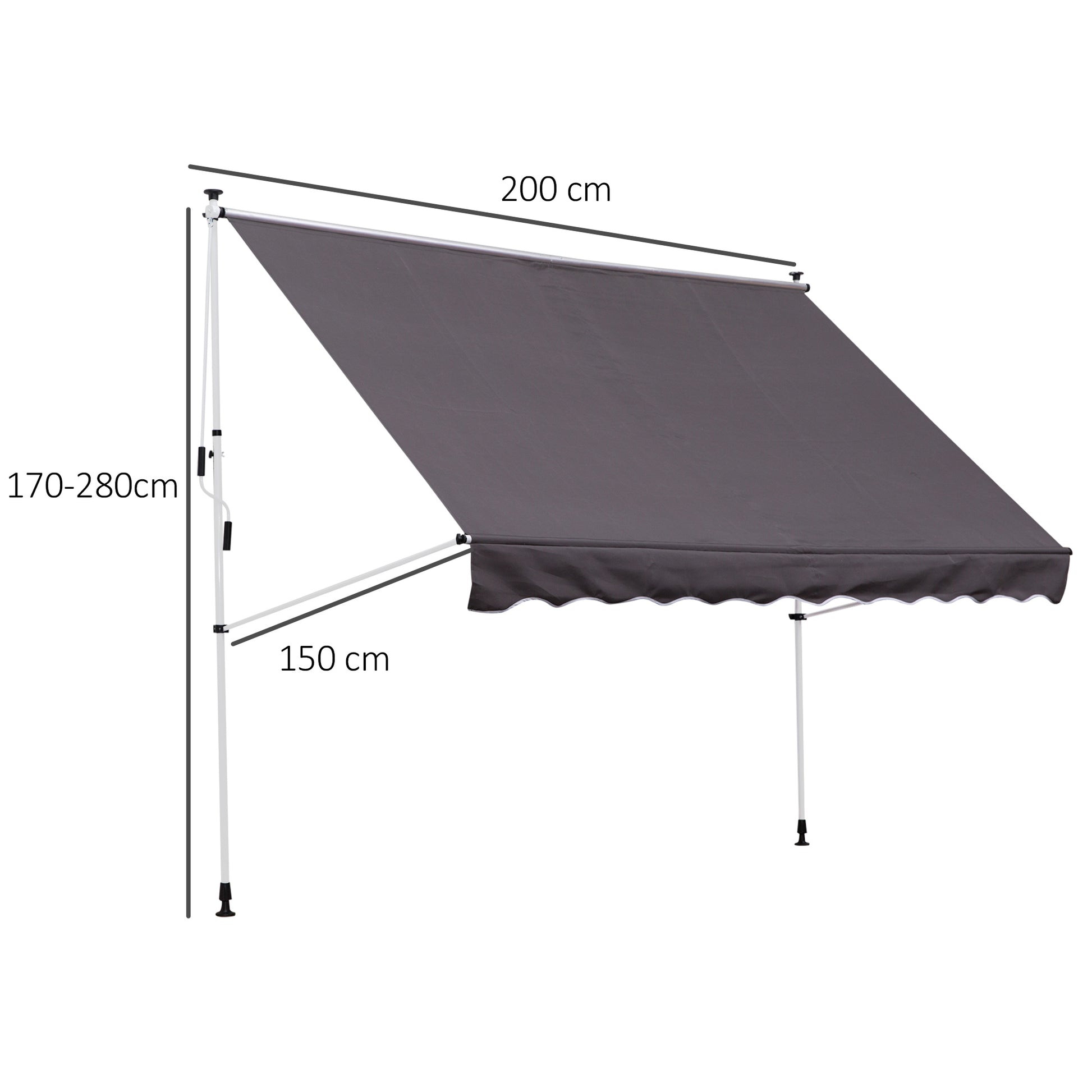 Outsunny Toldo Manual Retráctil 200x150x170-280cm Con Manivela Para Terraza_2