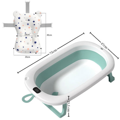 Bathby Bañera Plegable Verde Para Bebés, Cojín Reductor, Termómetro, Patas Antideslizantes (verde Pastel)