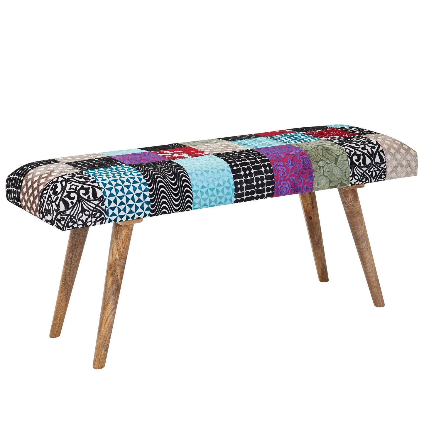 Banco De Madera Maciza Multicolor 117x51x38 Cm_0
