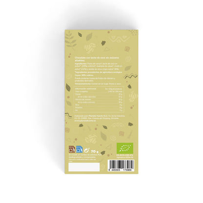 Barra de Chocolate Vegan 38% Leite de Coco Sem Adição de Açúcares ECO Planeta Huerto 70g