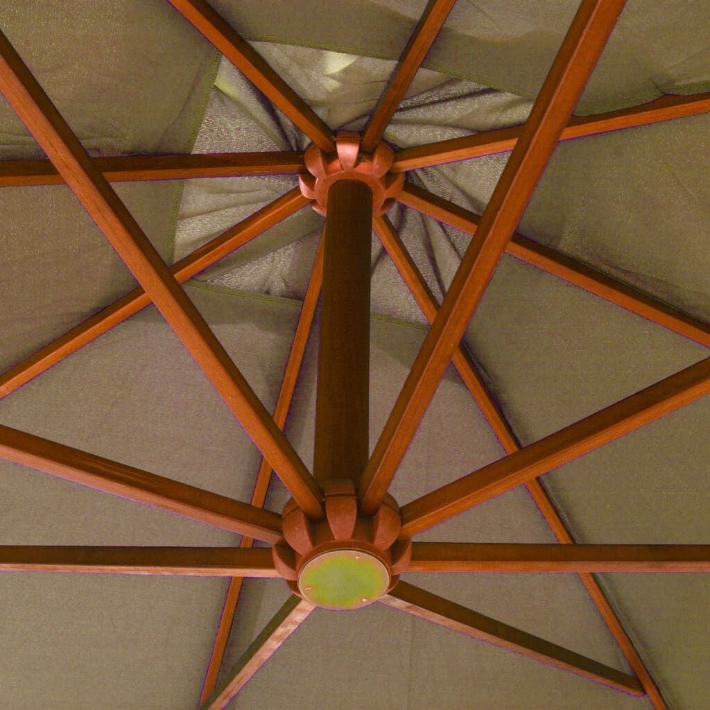 Vidaxl Sombrilla De Jardín Colgante Con Palo Madera Abeto Taupe 3x3 M_3