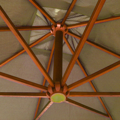 Vidaxl Sombrilla De Jardín Colgante Con Palo Madera Abeto Taupe 3x3 M_3