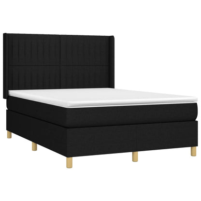 Cama Box Spring Colchón Y Luces Led Tela Negro 140x200 Cm / Vetonek_4