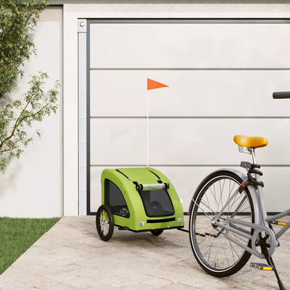 Remolque De Bicicleta Mascotas Hierro Tela Oxford Verde_1