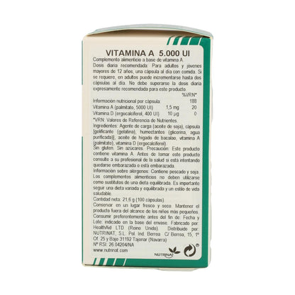 Vitamina A 5.000 UI 100 Cápsulas Health Aid