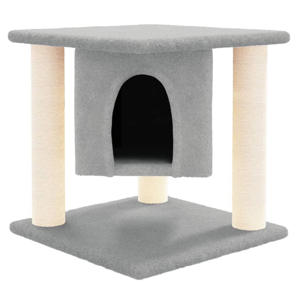 Rascador Para Gatos Con Postes De Sisal Gris Claro 37 Cm_2