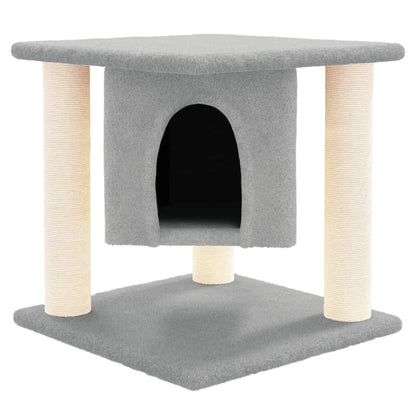 Rascador Para Gatos Con Postes De Sisal Gris Claro 37 Cm_2
