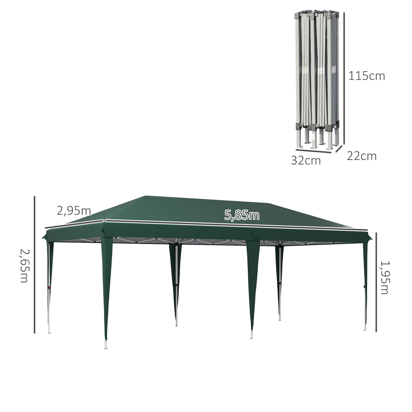 Outsunny Carpa Plegable 6x3 M Con Altura Ajustable En 3 Niveles Verde_2