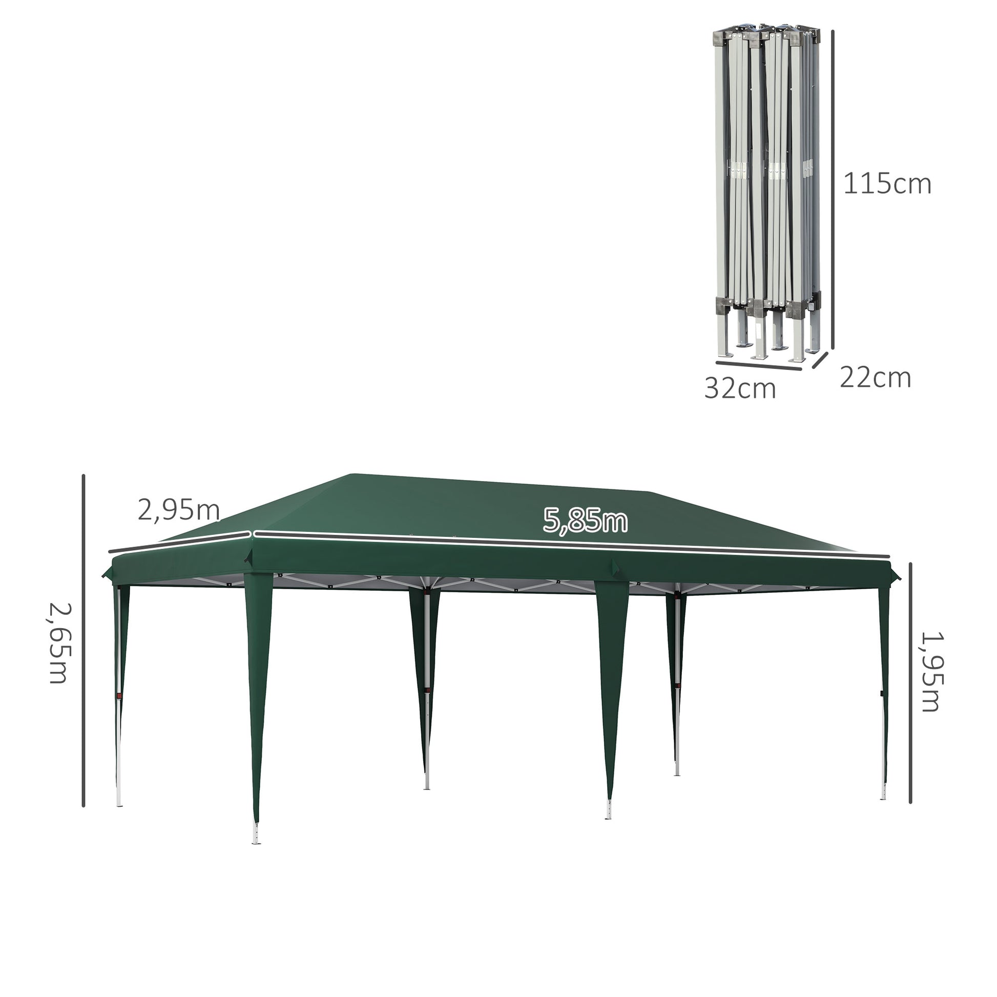 Outsunny Carpa Plegable 6x3 M Con Altura Ajustable En 3 Niveles Verde_2
