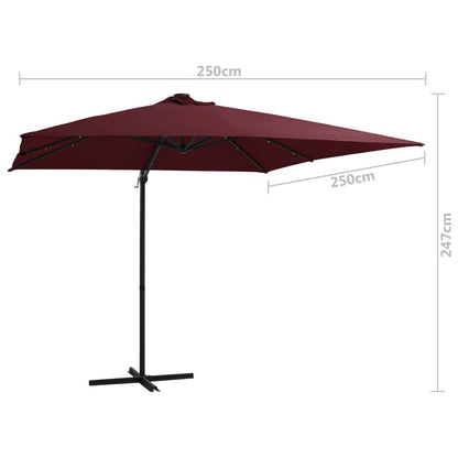 Vidaxl Sombrilla Jardín Voladiza Con Luces Led Rojo Burdeos 250x250 Cm_2