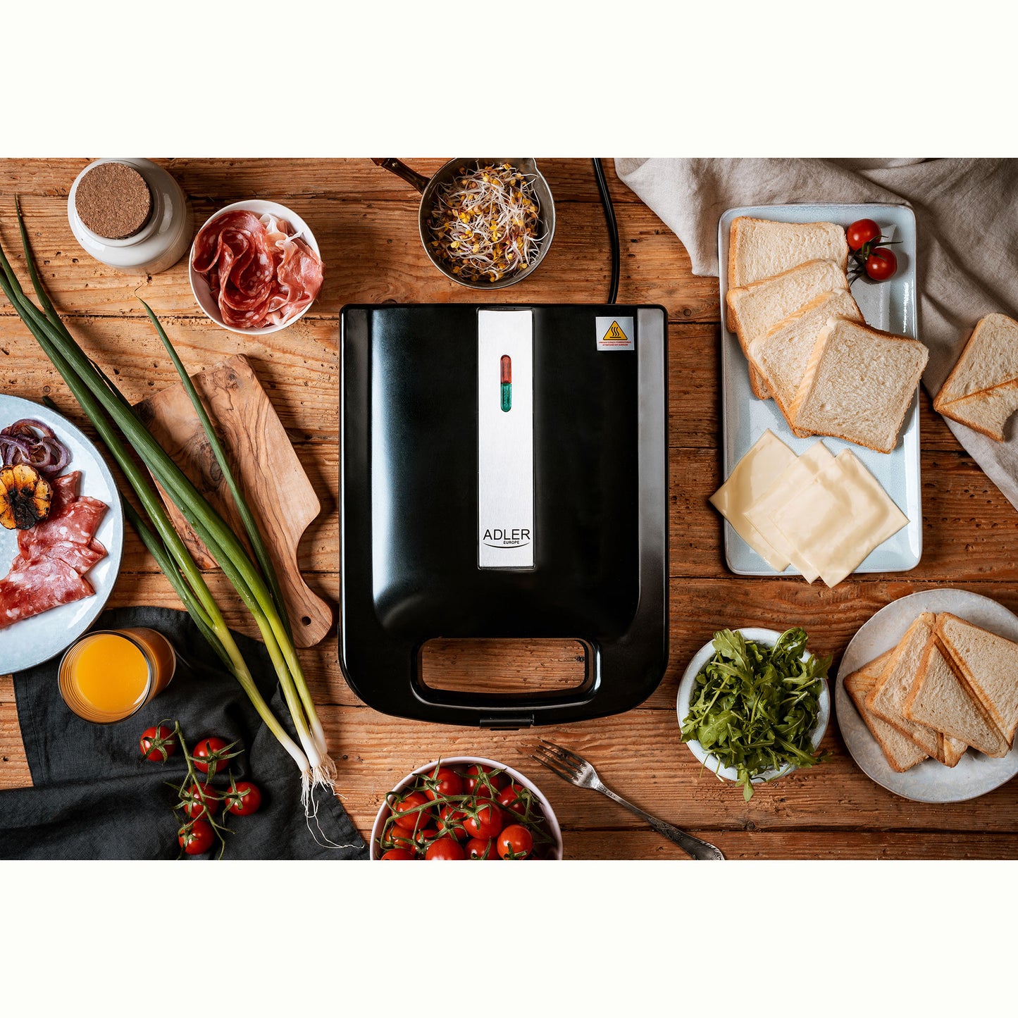 Sandwichera, 4 Sandwiches, Placas Antiadherentes, Tostado Perfecto, Acero Inoxidable, Compacta Adler Ad3055 2000w_3