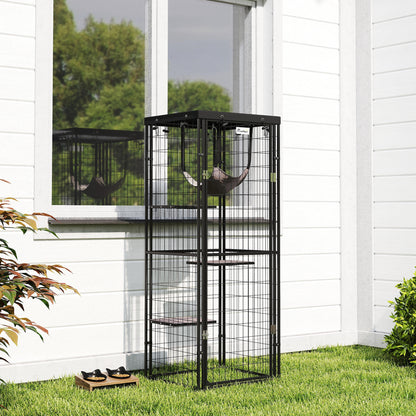 Pawhut Jaula Para Gatos Para Exterior E Interior Con Cubierta Impermeable Negro_1