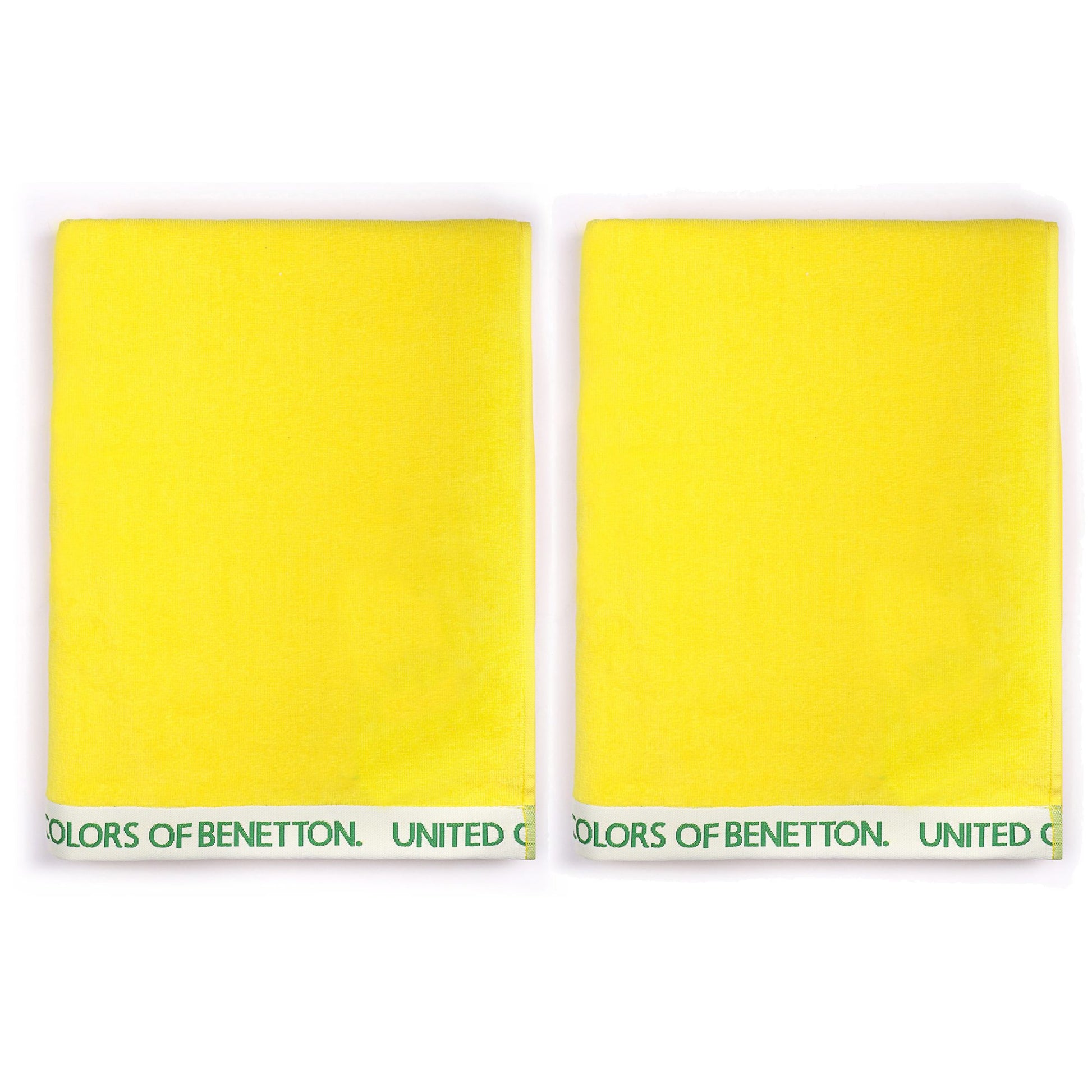 Set 2 Toalla De Playa 90x160cm 380gsm Velour 100%algodon Amarillo Casa Benetton_0