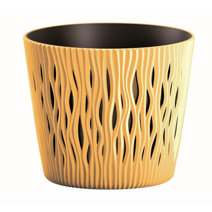 2x Maceta Redonda De Plastico Sandy Round En Color Mostaza 15,8 (largo) X 15,8 (ancho) X 13,8 (alto) Cm_2