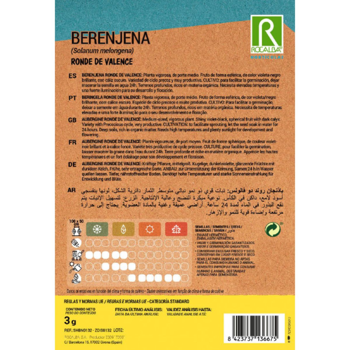Sementes de beringela ronde de valence