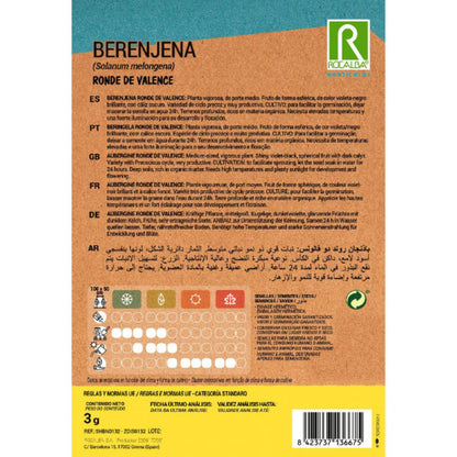 Sementes de beringela ronde de valence