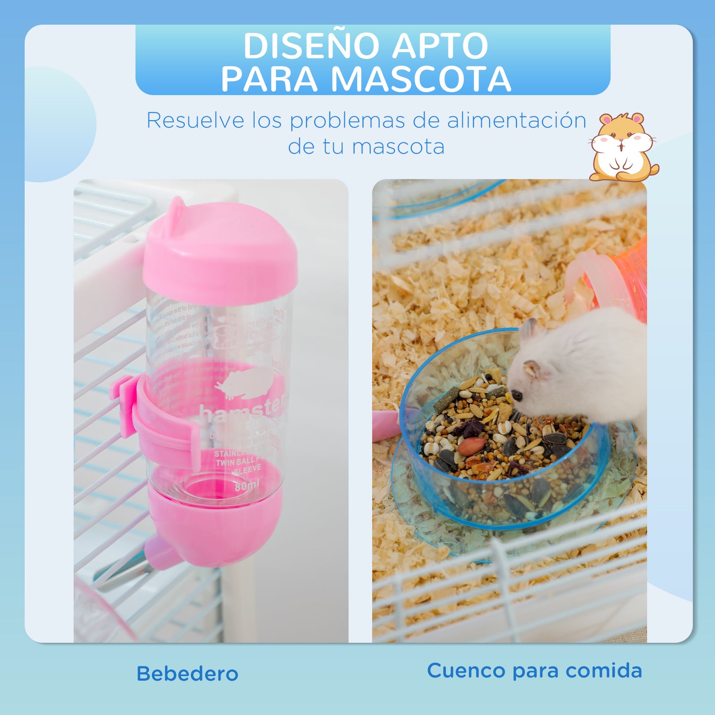 Pawhut Jaula Para Hámster Con Tubos De Túnel 47x29,5x53 Cm Casa Para Hámster_5