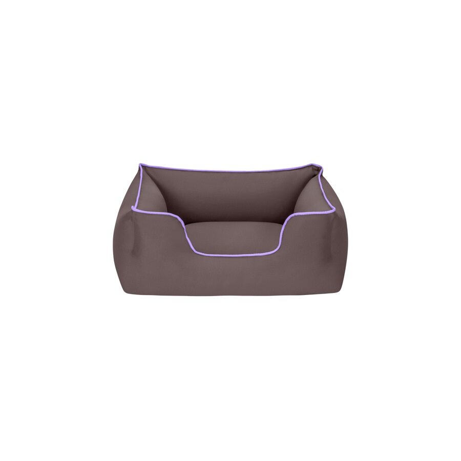 Cama Rectangular Confortable Impermeable Para Perro Wuapu Begur 60x50 Cm Marrón Con Detalle Lavanda_0