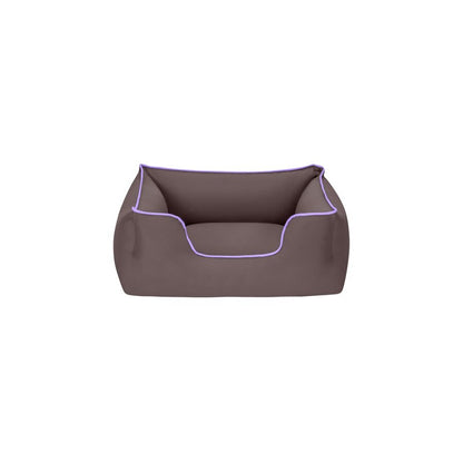 Cama Rectangular Confortable Impermeable Para Perro Wuapu Begur 60x50 Cm Marrón Con Detalle Lavanda_0