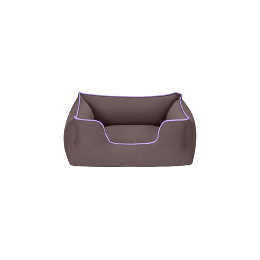 Cama Rectangular Confortable Impermeable Para Perro Wuapu Begur 60x50 Cm Marrón Con Detalle Lavanda_0
