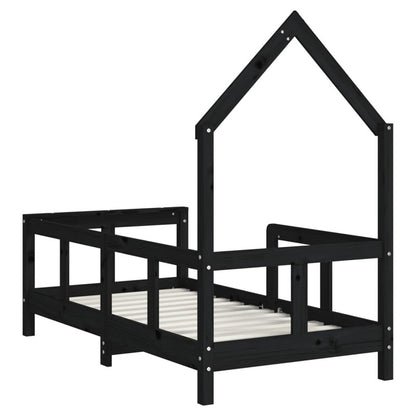 Vidaxl Estructura De Cama Para Niños Madera De Pino Negro 70x140 Cm_5