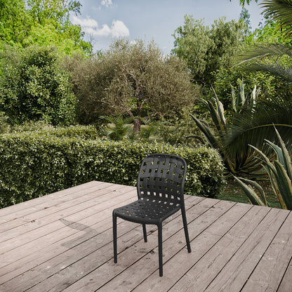Juego De 4 Sillas De Jardín Apilables De Polipropileno De Carbono Negro Calado Corfu - Muebles De Jardín - 46x56xh82cm_5