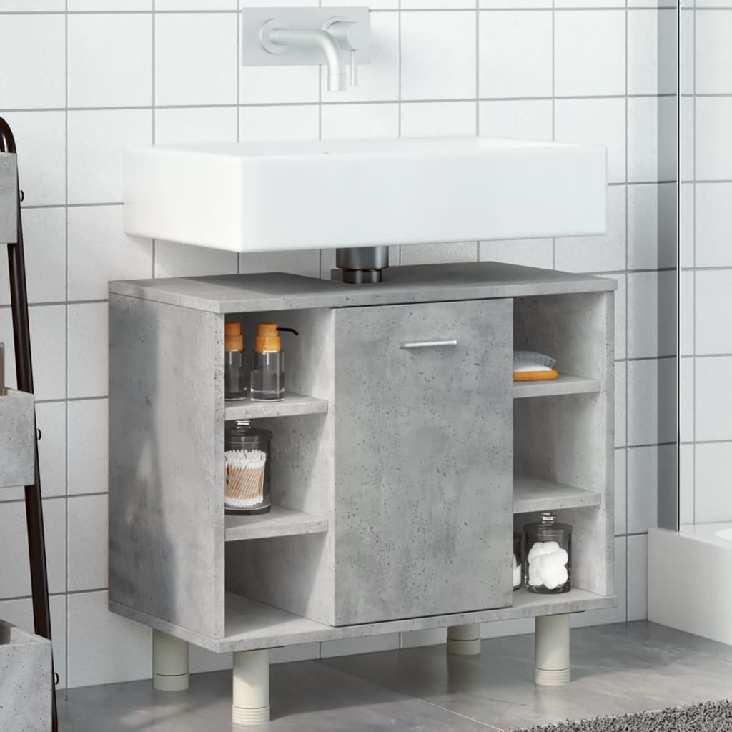 Armario De Baño Madera Ingeniería Gris Hormigón 60x32x53,5 Cm / Vetonek_3