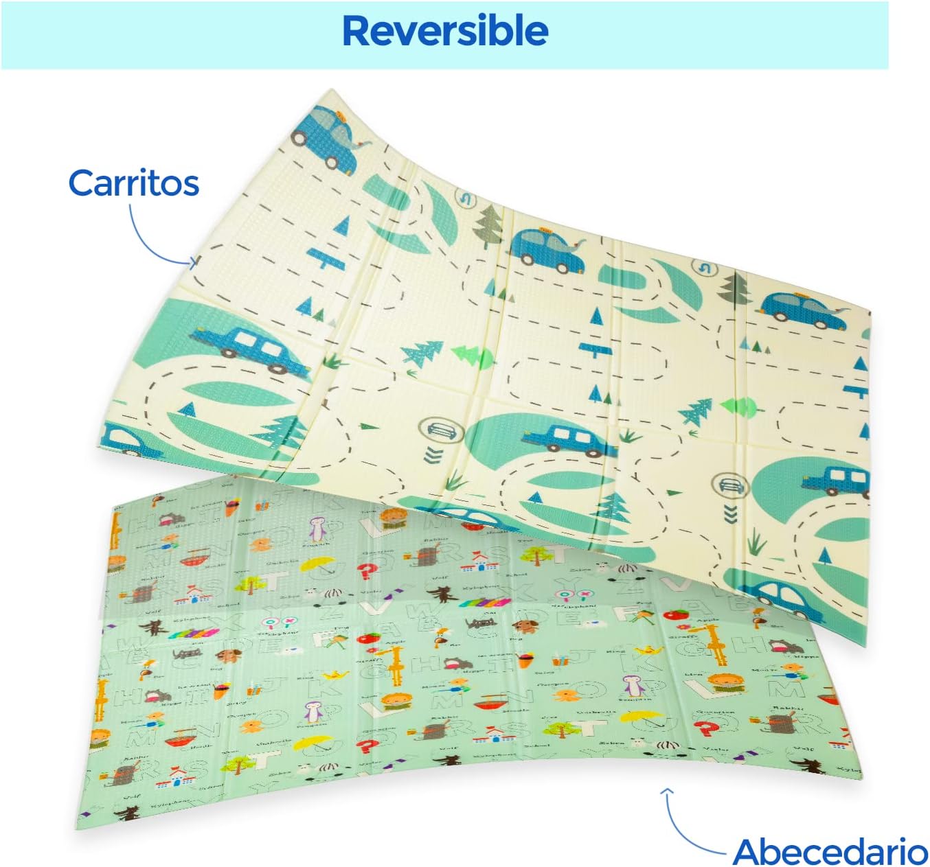 Alfombra Bebe, 1.5cm Grosor, Diseño Infantil, 200 X 180 Cm, Acolchada De Xpe, Reversible_1