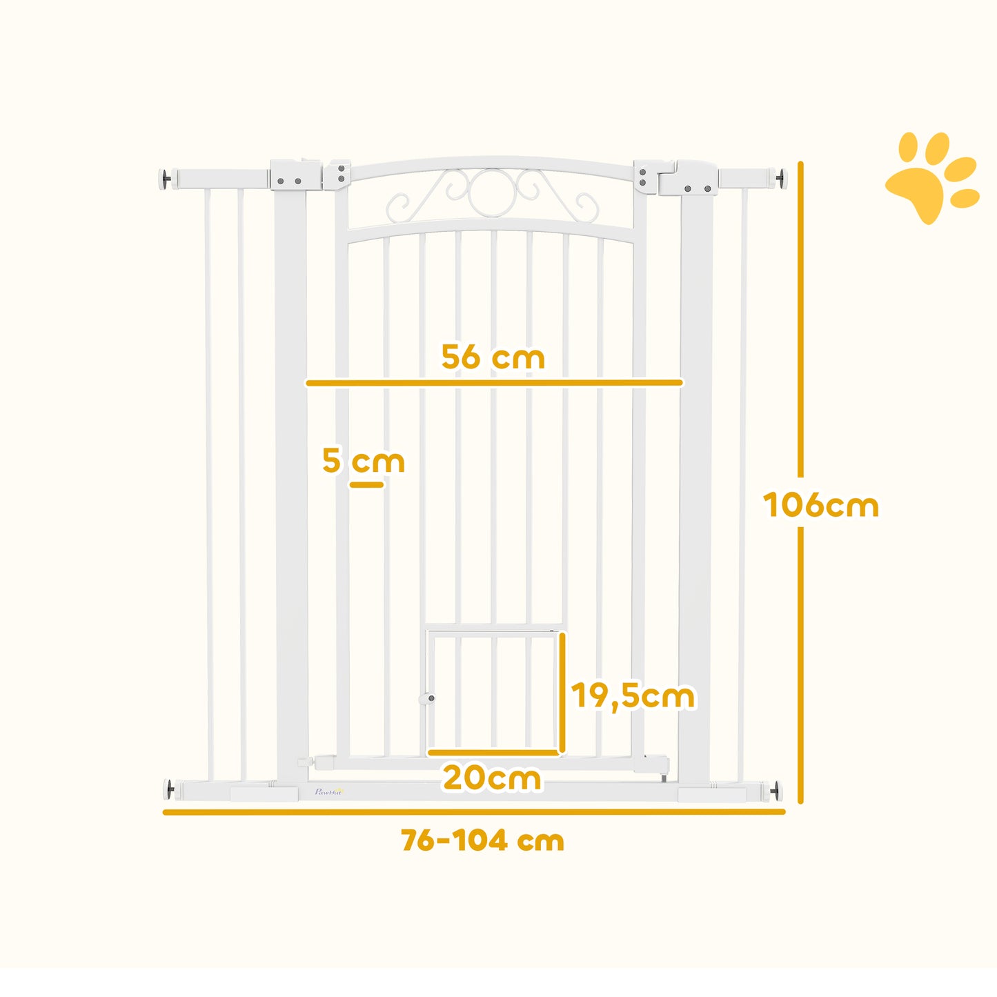 Pawhut Barrera De Seguridad Para Perros Con Ancho Ajustable 76-104 Cm Blanco_2