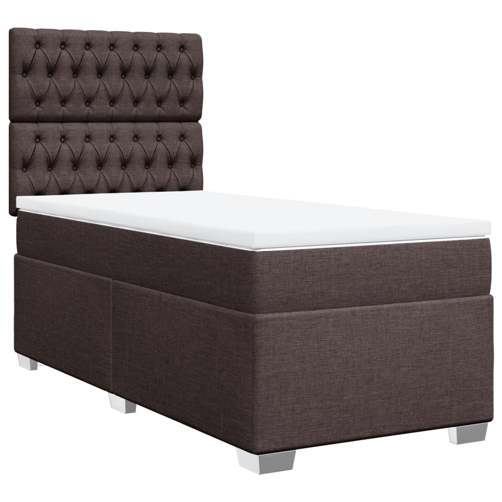 Cama Box Spring Con Colchón Tela Marrón Oscuro 100x200 Cm / Vetonek_5