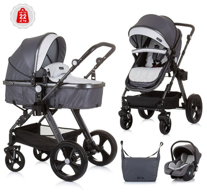 Carrito De Bebé Havana Trio Convertible Hasta 22 Kg Con Bolso Y Mosquitera Silver Grey_0