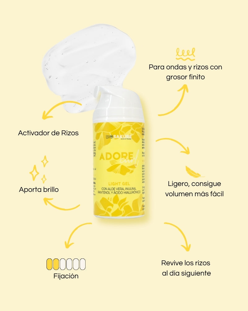 Adore Curl Gel - Gel Fijador Para Pelo Fino, Ligero Y Volumen Fácil 100 Ml Bio Sakure_1