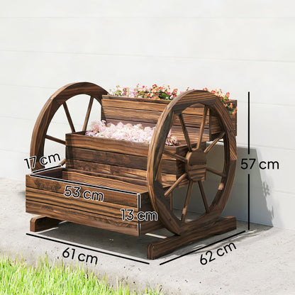 Outsunny Jardinera De Madera Macetero De 3 Niveles 61x62x57 Cm Carbonizado_2